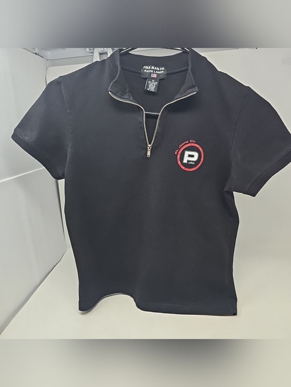 Polo by Ralph Lauren Womens Black Tee with Red Circle Logo